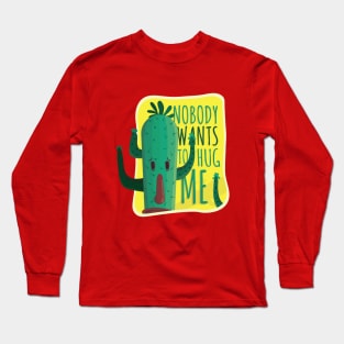 Funny Cactus Cartoon Design Long Sleeve T-Shirt